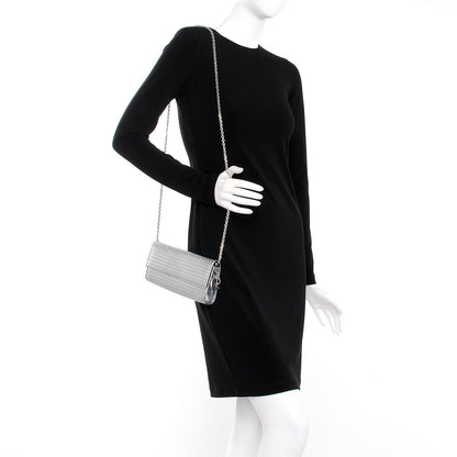 Christian Dior Metallic Patent Micro-Cannage Lady Dior Croisiere Chain Wallet Silver 2 of 7