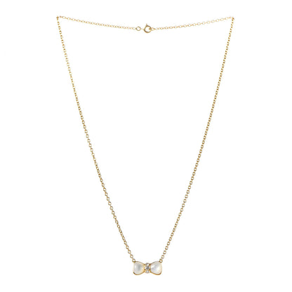 Van Cleef & Arpels 18K Yellow Gold Diamond Mother of Pearl Bow Pendant Necklace 3 of 5