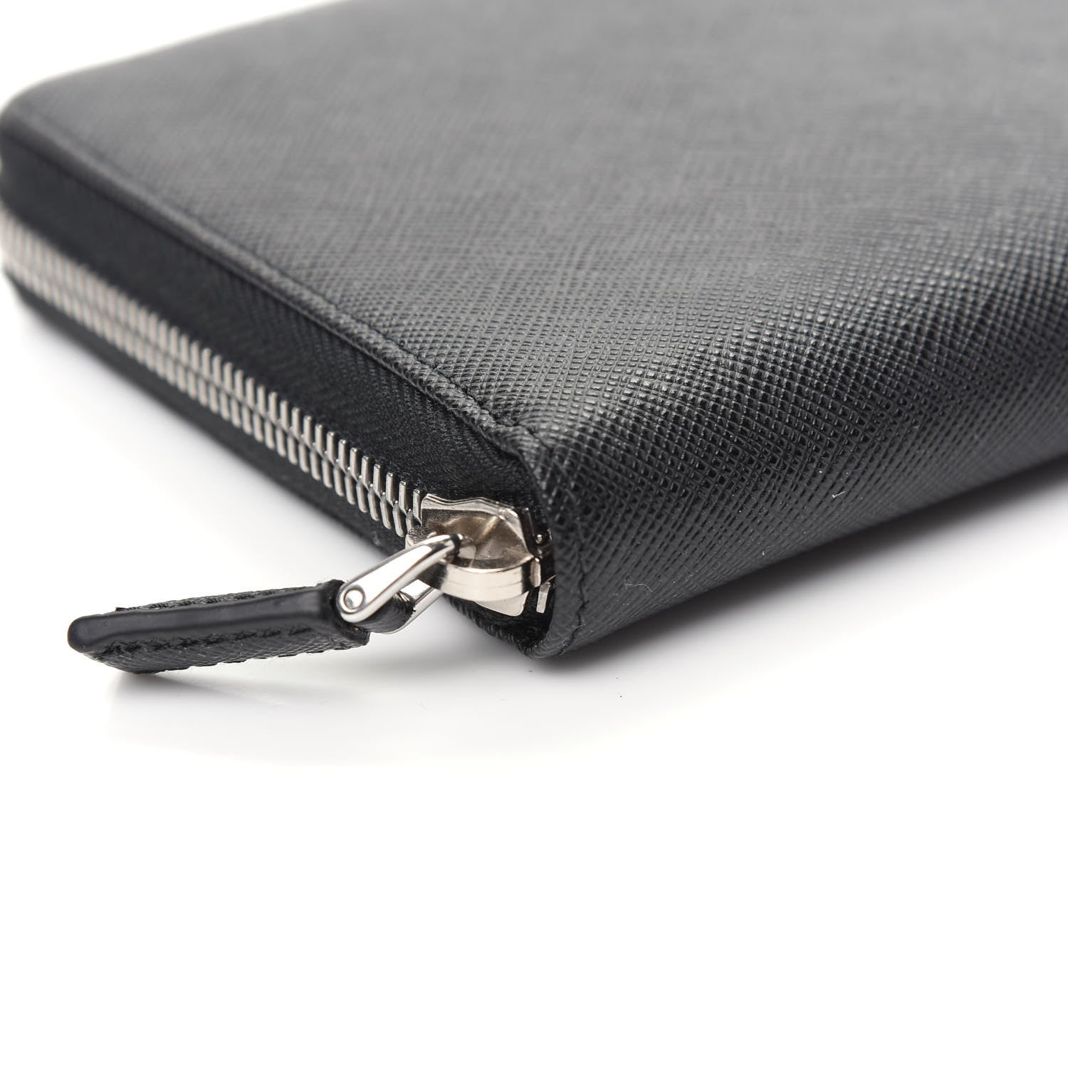 Prada Saffiano Large Zip Around Travel Wallet Black 7 of 8