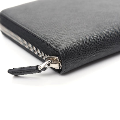 Prada Saffiano Large Zip Around Travel Wallet Black 7 of 8