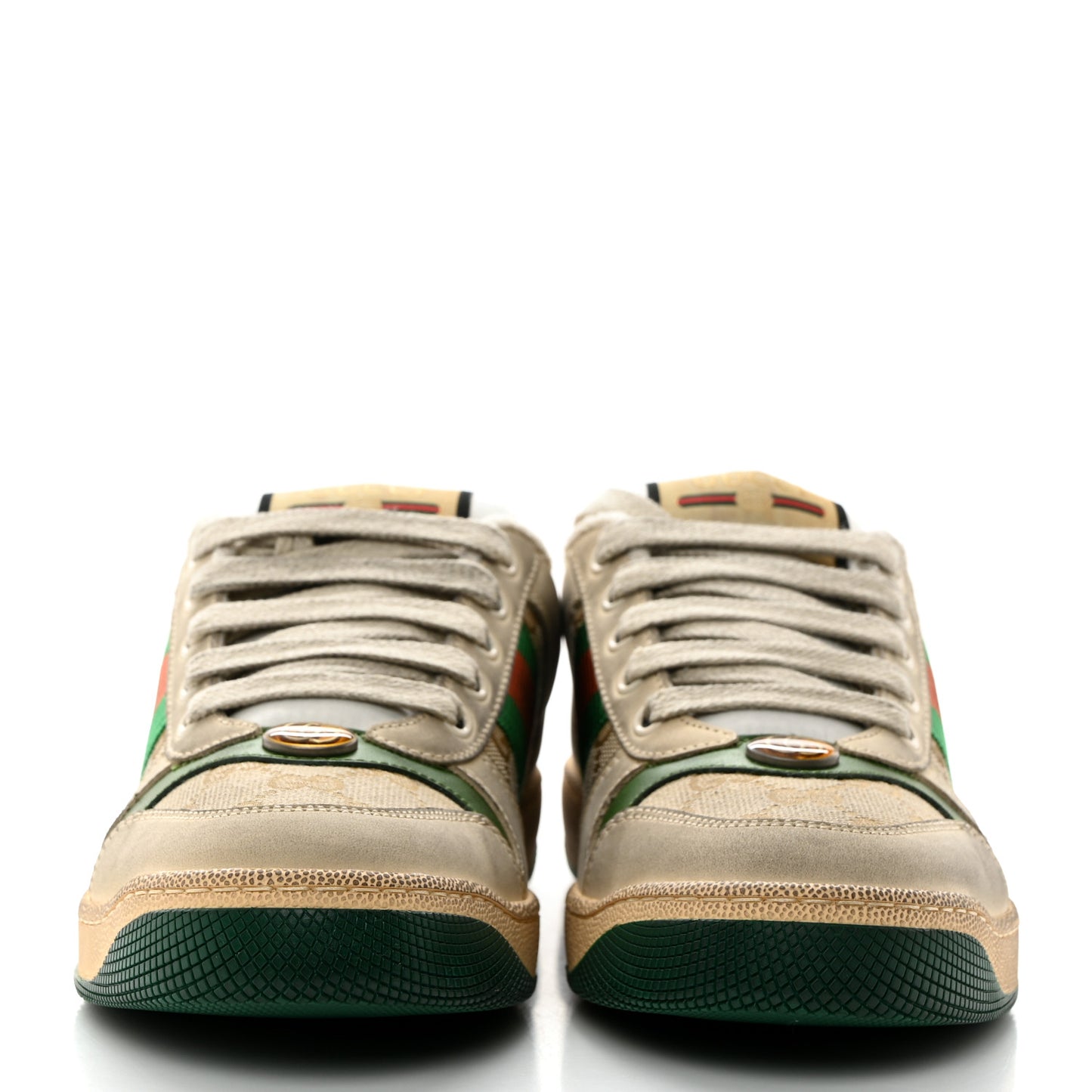 GG Monogram Nubuck Web Womens Screener Sneakers 37 New Sand Dusty Milk Vintage Green