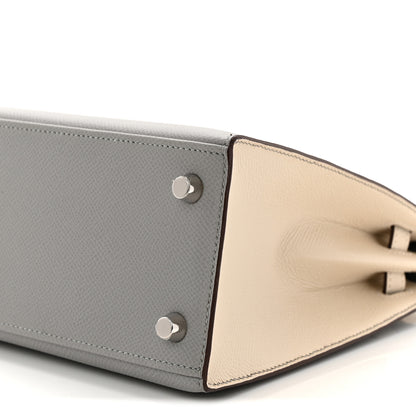 Hermes Epsom Bi-Color Horseshoe Kelly Sellier 25 Gris Mouette Craie 10 of 10