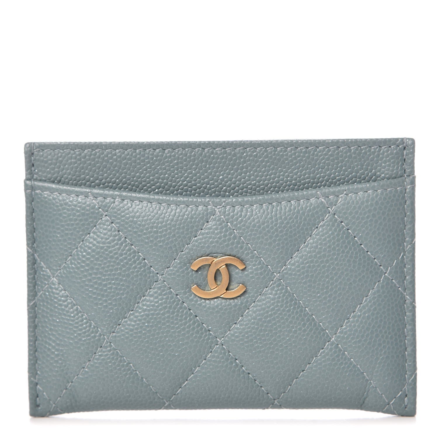 Chanel Iridescent Caviar Quilted Card Holder Light Blue 1 of 9