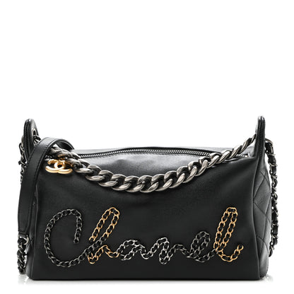 Chanel Calfskin Chain 20s Signature Hobo Black 1 of 11