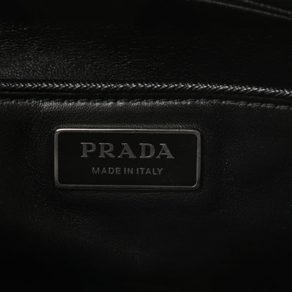 Prada Saffiano Baiadera Striped Medium Galleria Double Zip Tote Caramel Black White 8 of 13