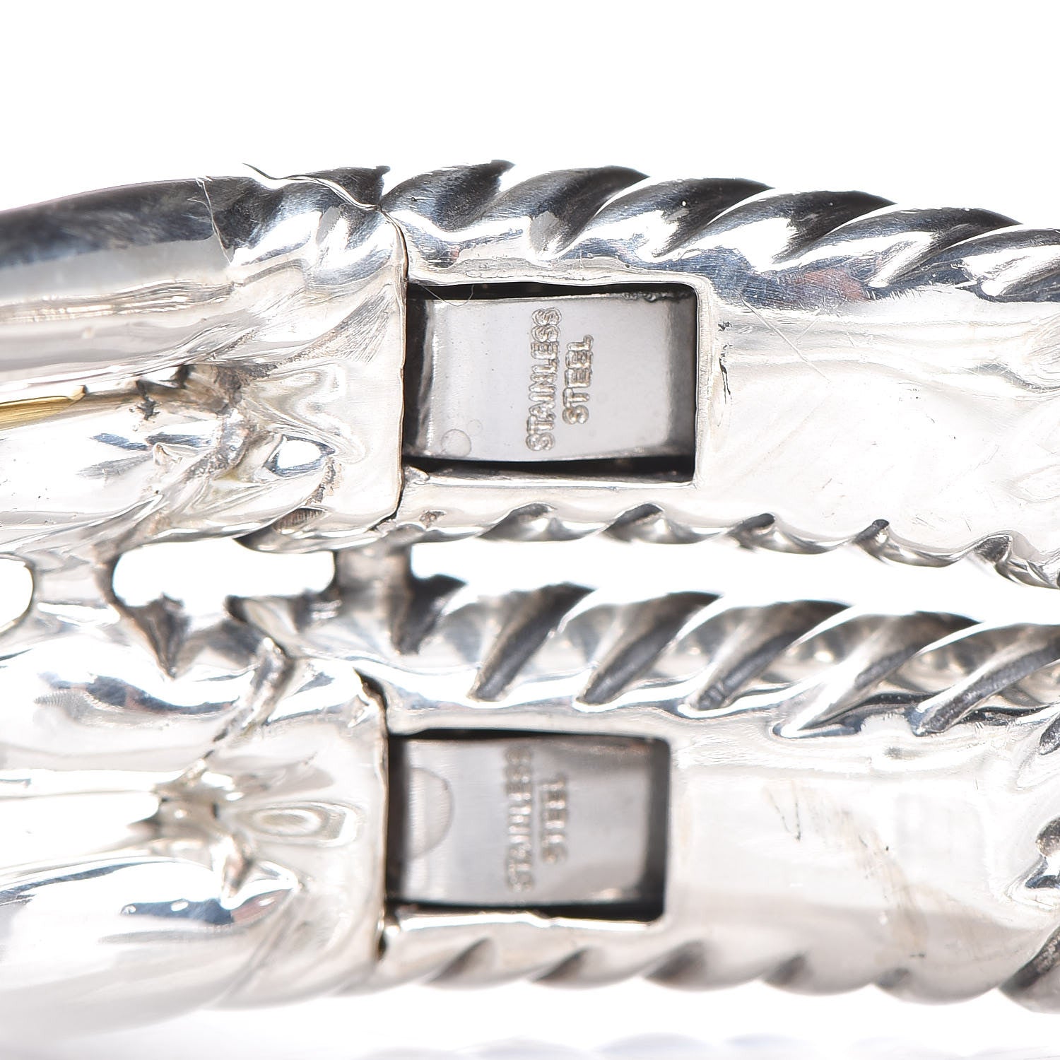 David Yurman Sterling Silver 18K Yellow Gold Diamond Double-Loop Labyrinth Bracelet 4 of 6
