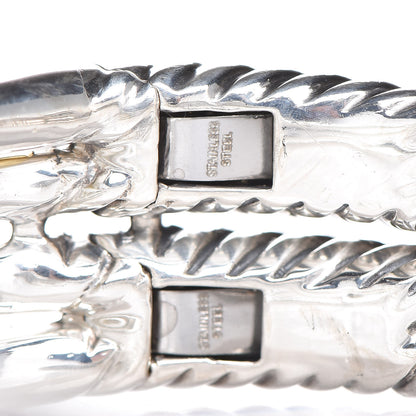 David Yurman Sterling Silver 18K Yellow Gold Diamond Double-Loop Labyrinth Bracelet 4 of 6