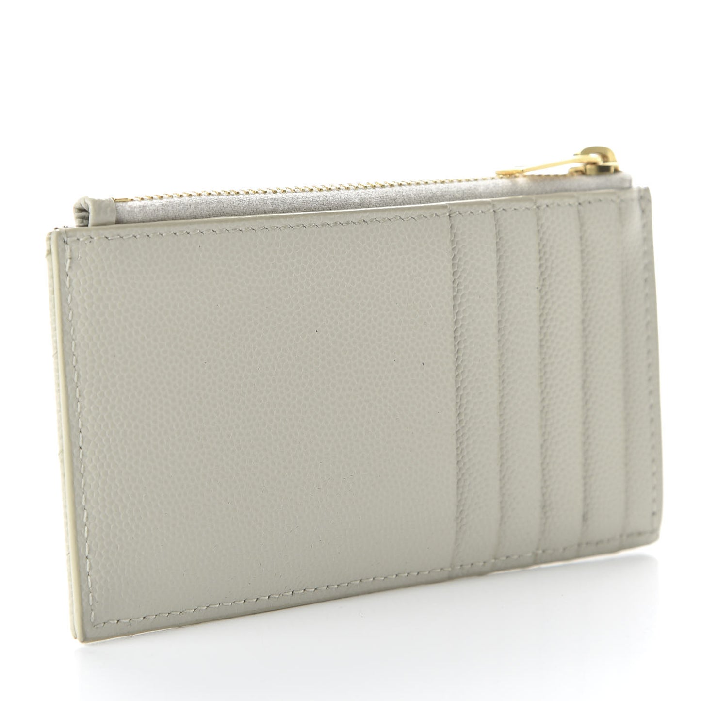 Grain De Poudre Matelasse Chevron Monogram Fragments Zippered Card Case White