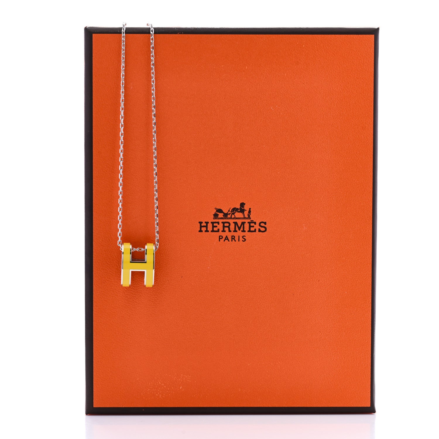Hermes Palladium Pop H Pendant Necklace New Lime 6 of 6