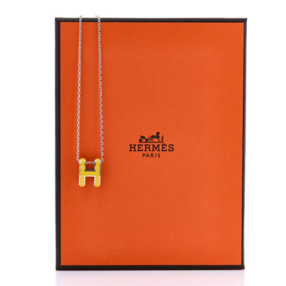 Hermes Palladium Pop H Pendant Necklace New Lime 6 of 6