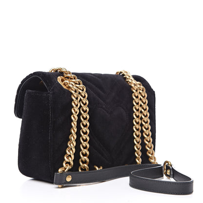 Gucci Velvet Matelasse Mini GG Marmont Shoulder Bag Black 3 of 11