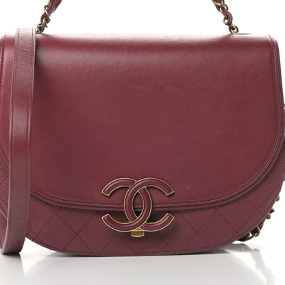 Chanel Shiny Calfskin Goatskin Quilted Medium Coco Curve Messenger Flap Burgundy 8 of 16