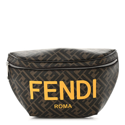 Fendi Shiny Glazed Fabric Vitello Cover FF 1974 Logo Belt Bag Tobacco Moro Giallo Ebano 1 of 9