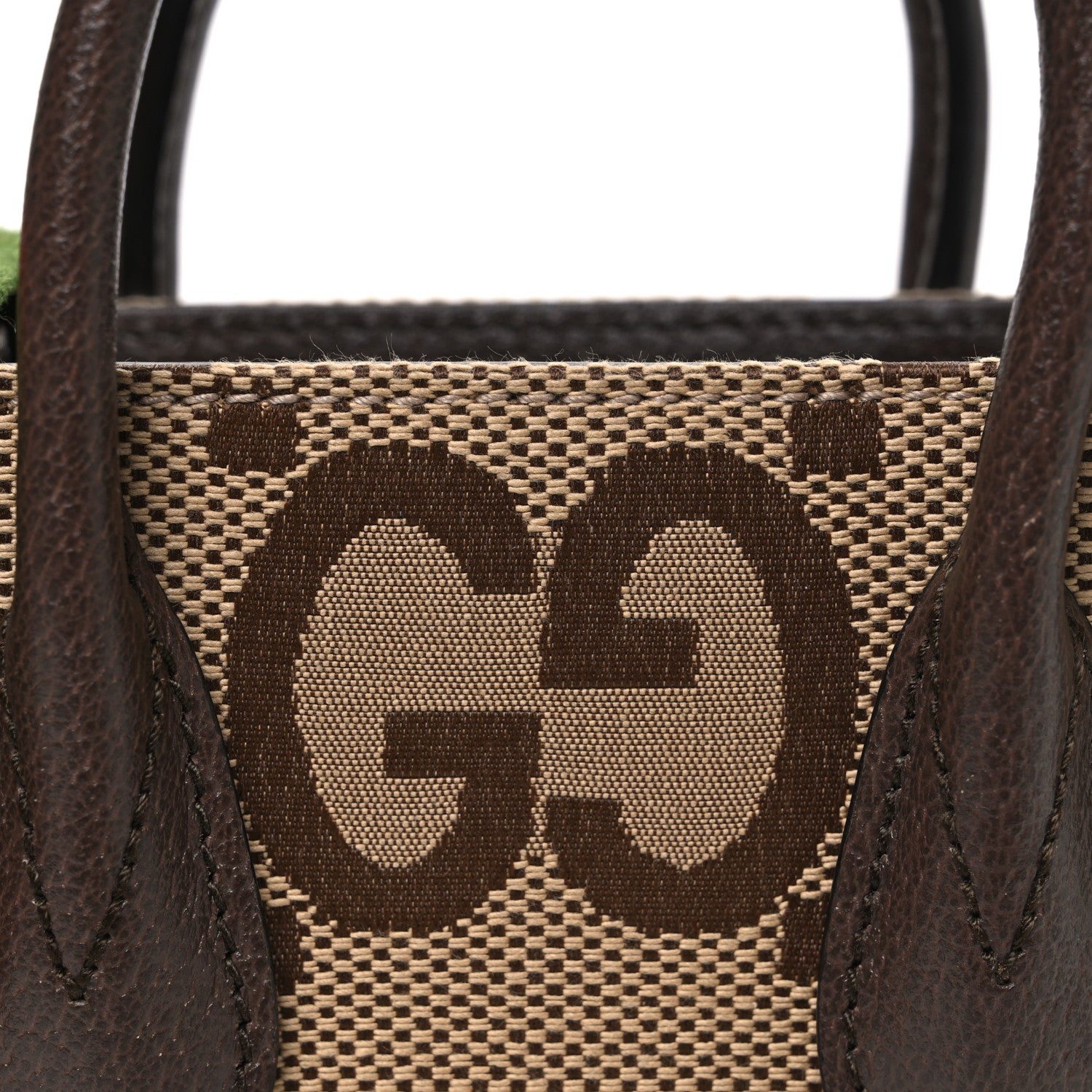 Gucci Monogram Jumbo GG Textured Dollar Calfskin Web Mini Vertical
