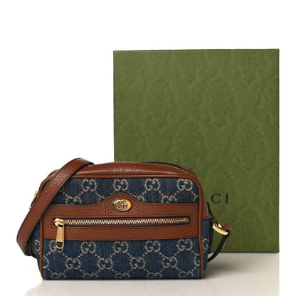 Gucci New Denim GG Monogram Dollar Calfskin Mini Ophidia Shoulder Bag Blue Tea Cuir Epilog 10 of 10
