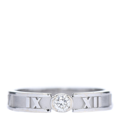 Tiffany 18K White Gold Diamond Atlas Solitaire Band Ring 52 6 1 of 5