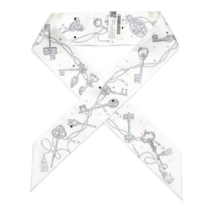 Hermes Silk Les Cles A Pois Twilly White Gris Acier 1 of 4