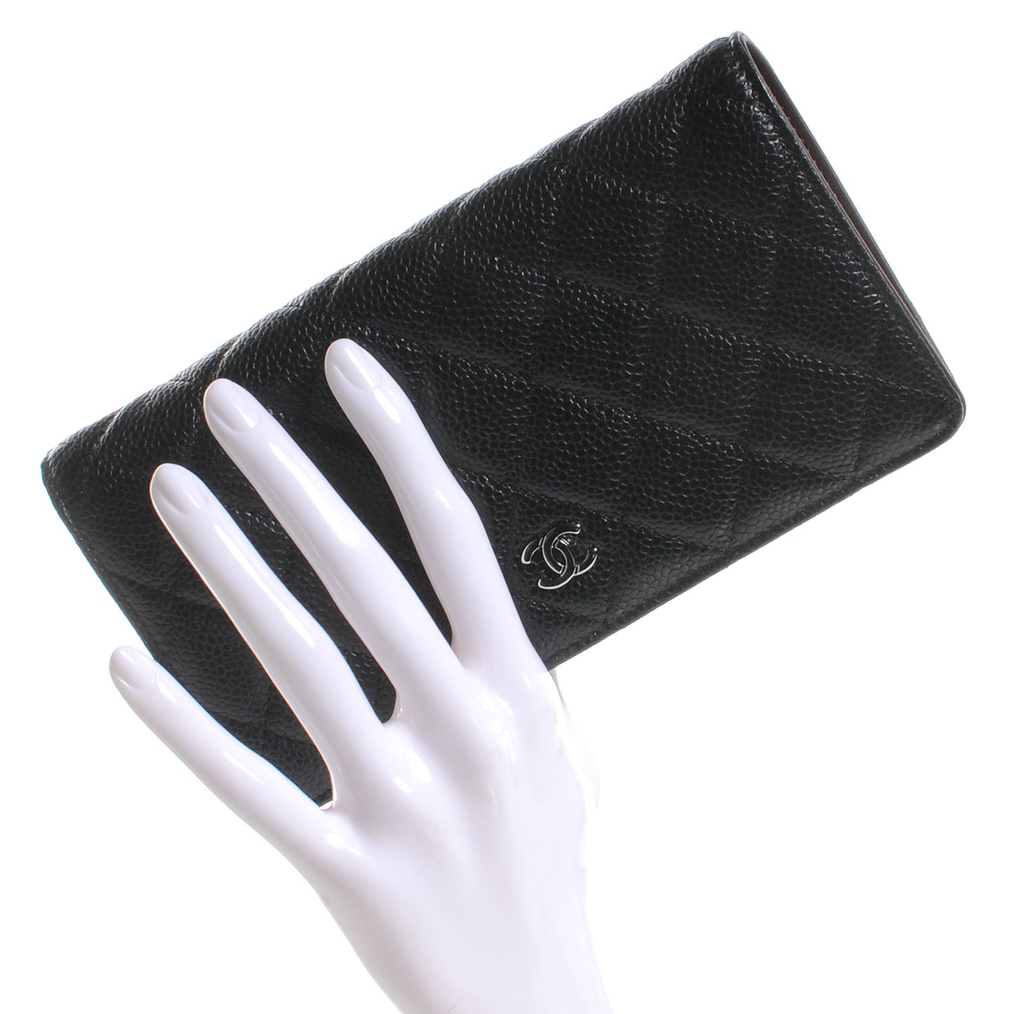 Caviar Quilted Yen Wallet Black