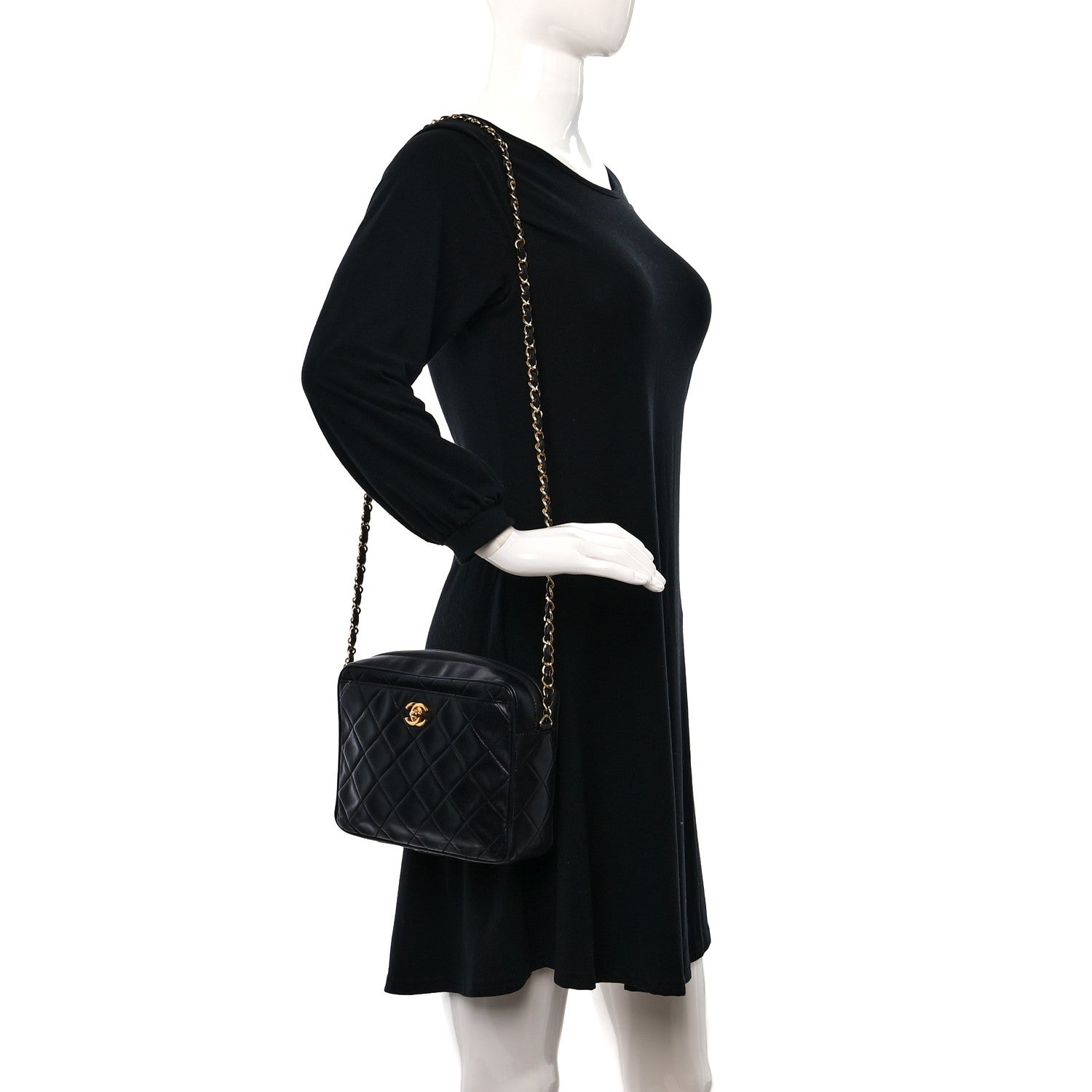 Chanel Lambskin Quilted Camera Case Black 2 of 9