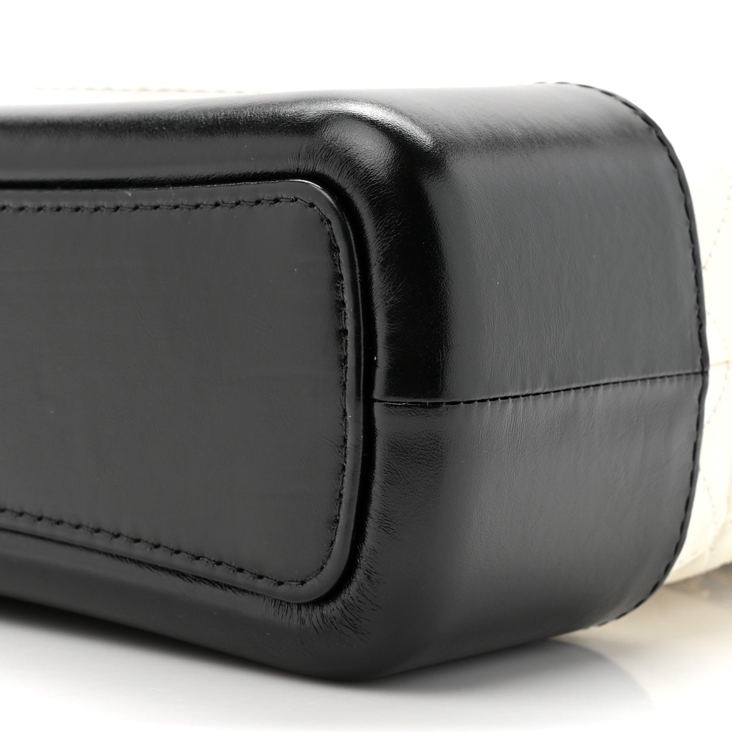 Aged Calfskin Quilted Medium Gabrielle Hobo Black White