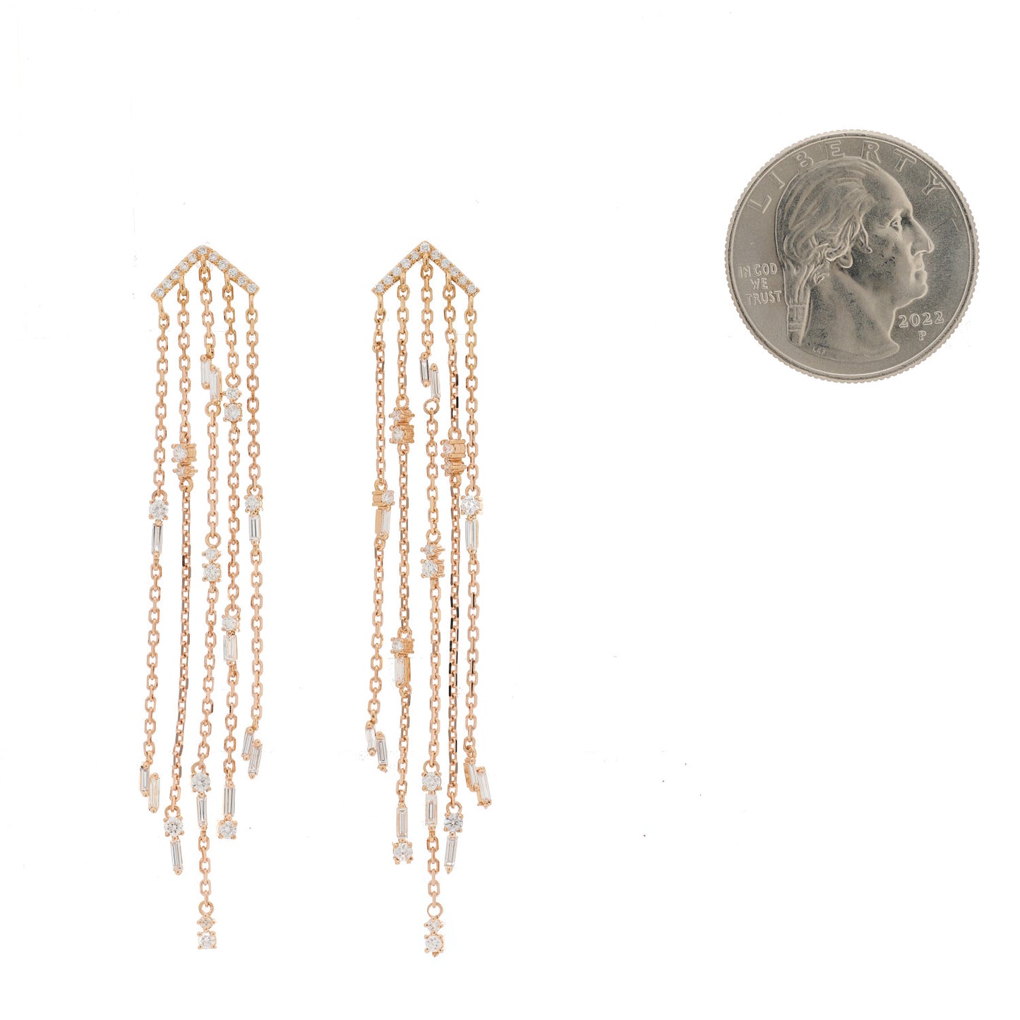18K Rose Gold Diamond Fireworks Cascade Drop Earrings
