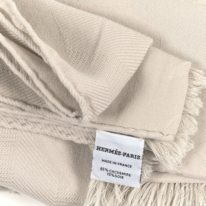Hermes Cashmere Silk New Libris Stole Ivoire 3 of 3