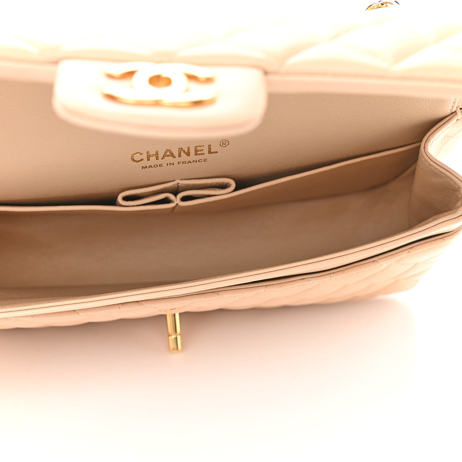 Chanel Lambskin Quilted Medium Double Flap Beige 4 of 11