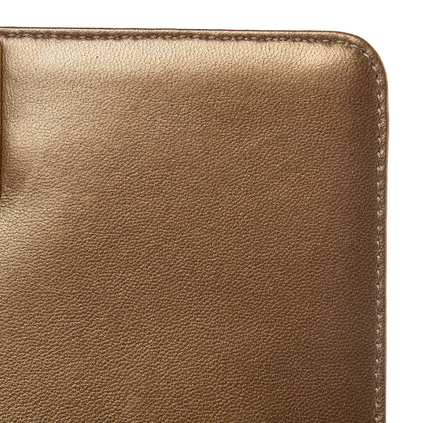 Metallic Calfskin Quilted Small Boy Flap Gold