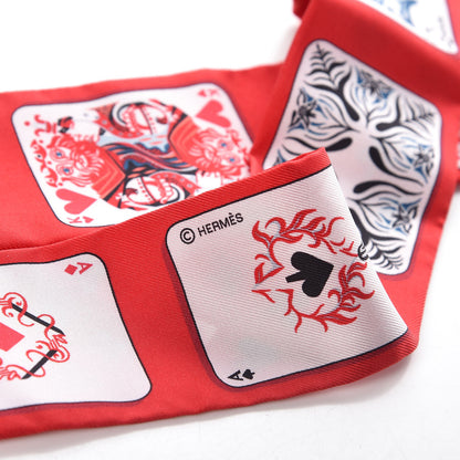 Hermes Silk Jeu de Cartes Twilly Rouge Noir Ardoise 3 of 4