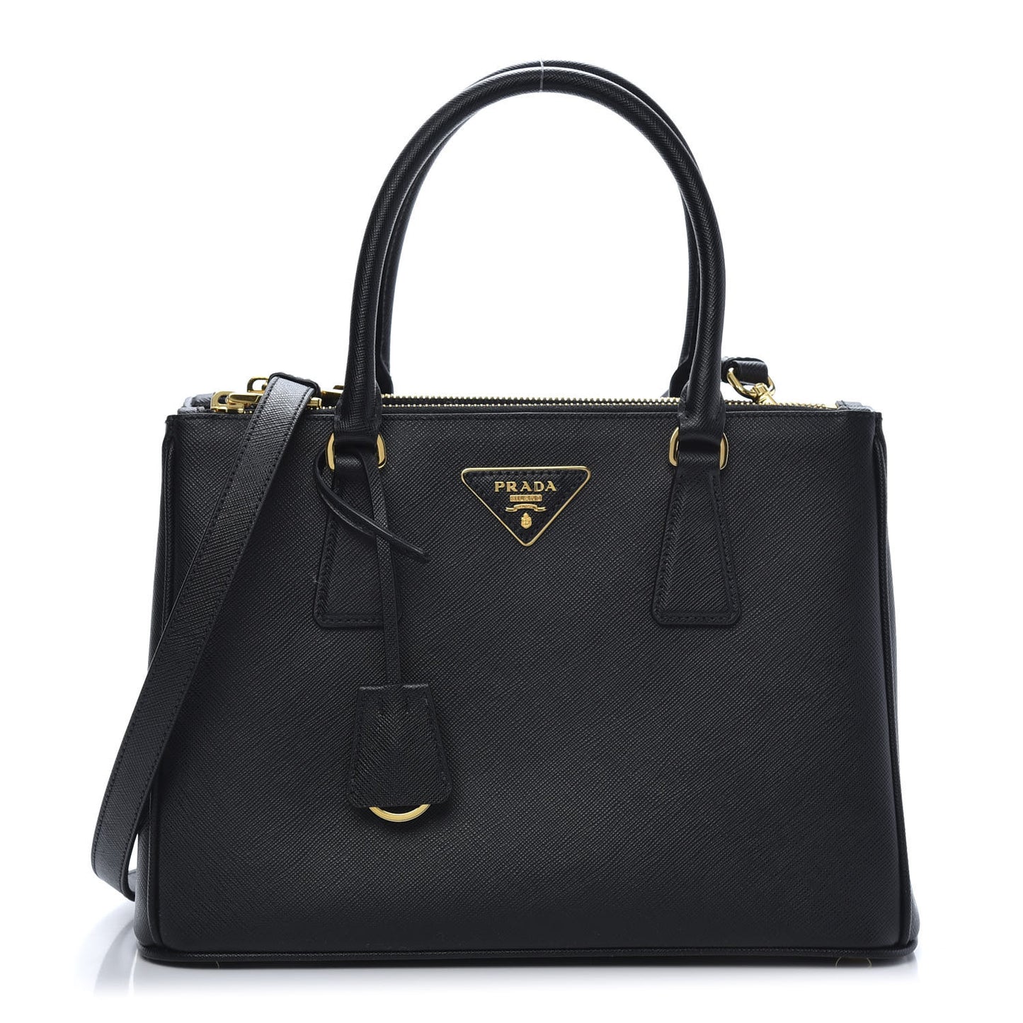Saffiano Small Galleria Double Zip Tote Black