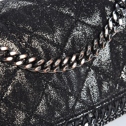 Stella McCartney Metallic Shaggy Deer Quilted Falabella Shoulder Flap Black 8 of 8