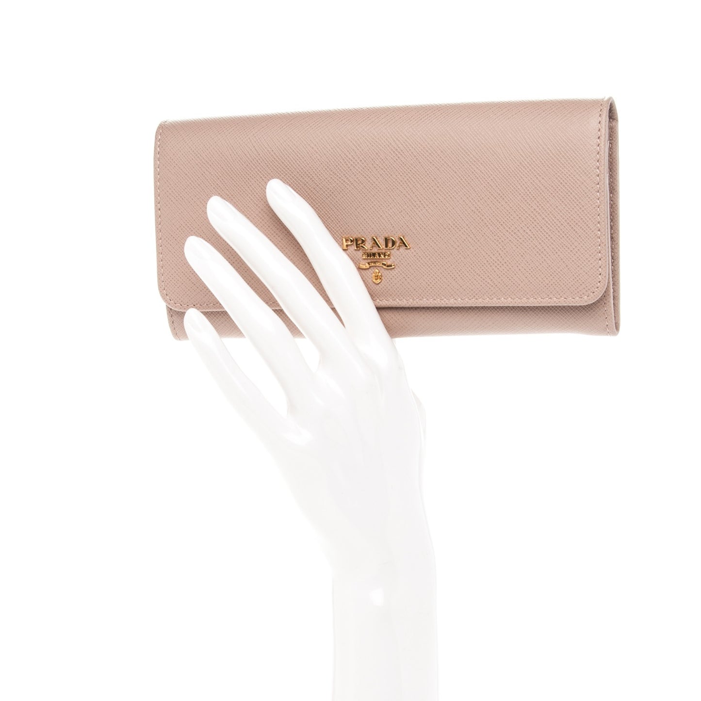 Saffiano Metal Continental Flap Wallet Cammeo
