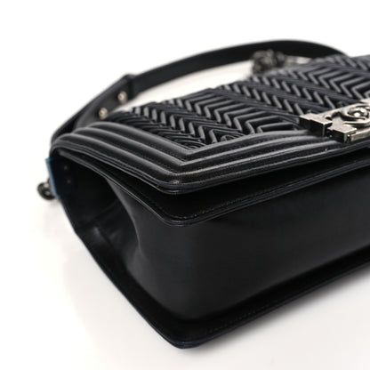 Chanel Calfskin Pleated Medium Boy Flap Black 8 of 9
