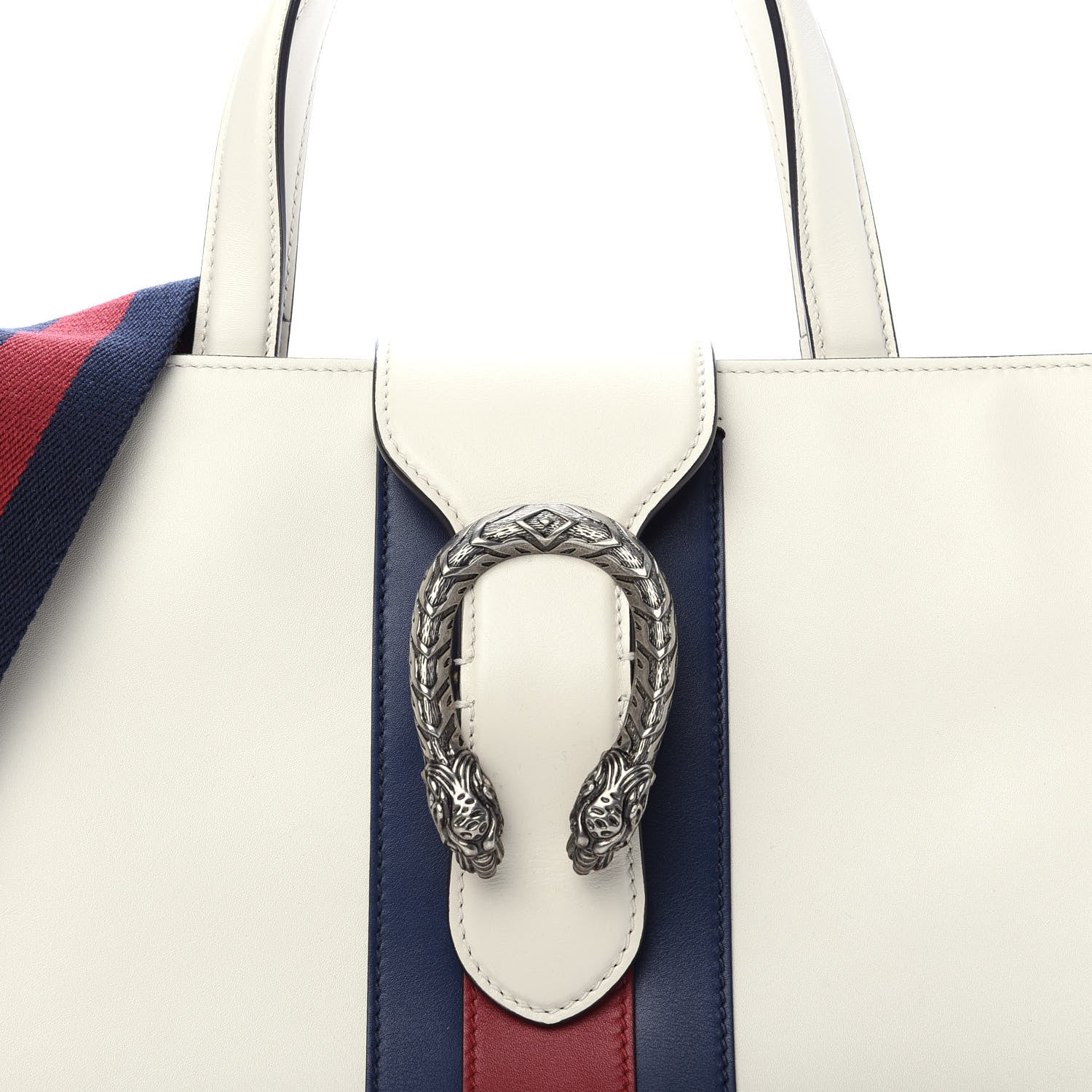 Gucci Calfskin Web Stripe Large Dionysus Tote Bag White 12 of 13