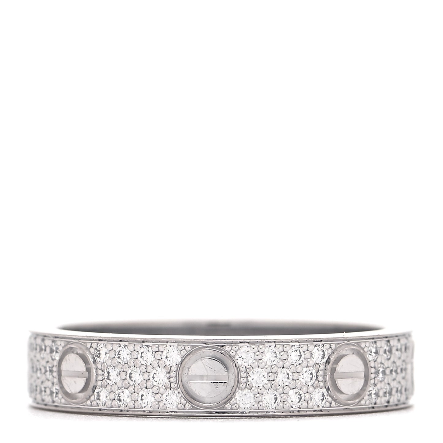 18K White Gold Diamond 4mm LOVE Wedding Paved Band Ring 52 6