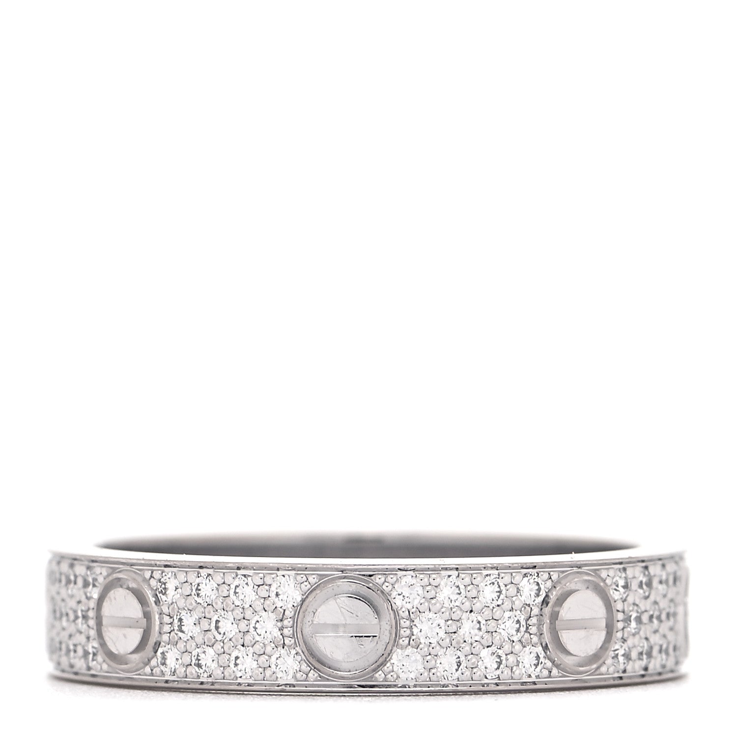 Cartier 18K White Gold Diamond 4mm LOVE Wedding Paved Band Ring 52 6 3 of 4
