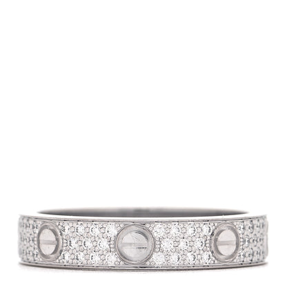 Cartier 18K White Gold Diamond 4mm LOVE Wedding Paved Band Ring 52 6 3 of 4