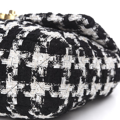 Chanel Tweed Quilted Large 19 Flap Black Ecru White 9 of 11