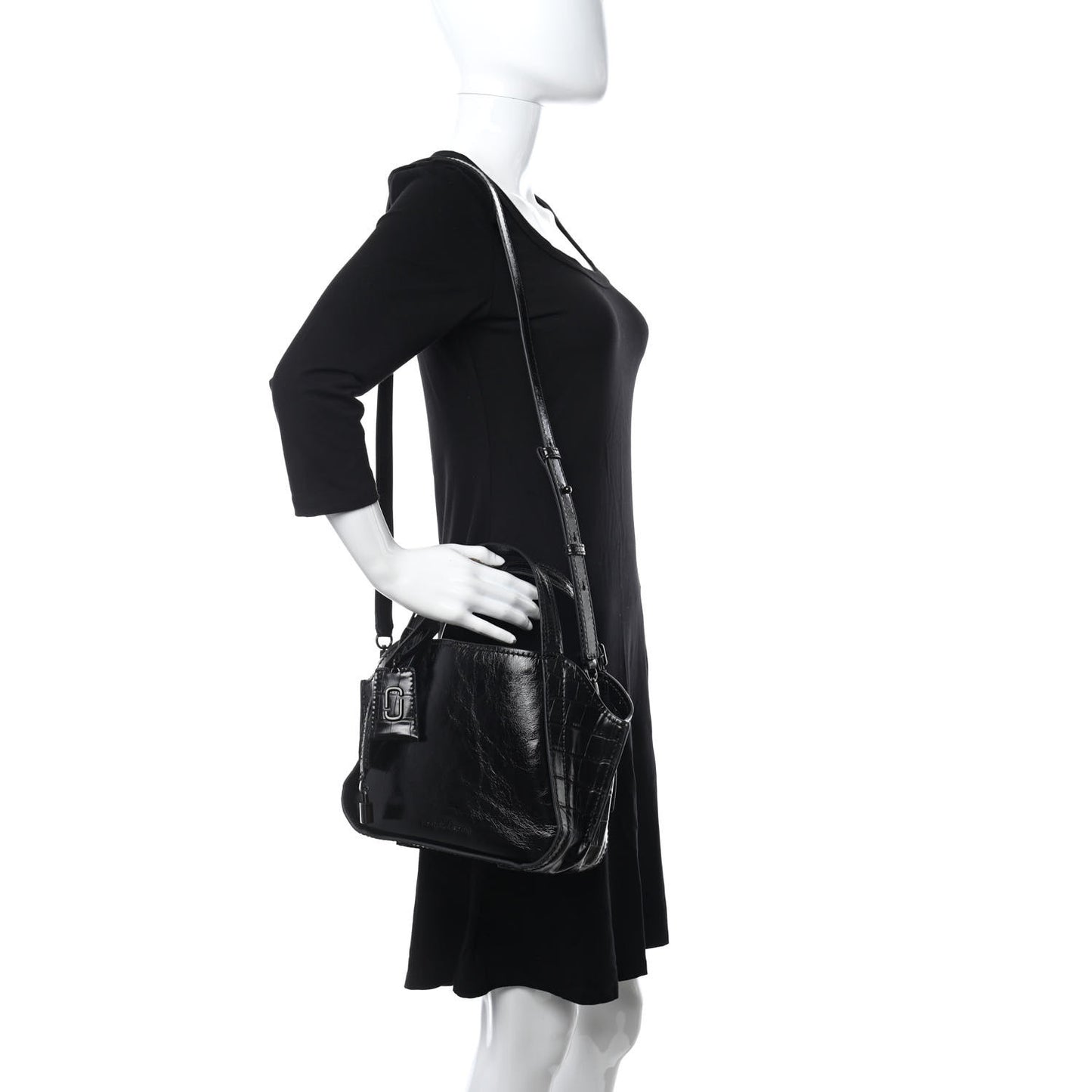 Calfskin Crocodile Embossed The Director Tote Black