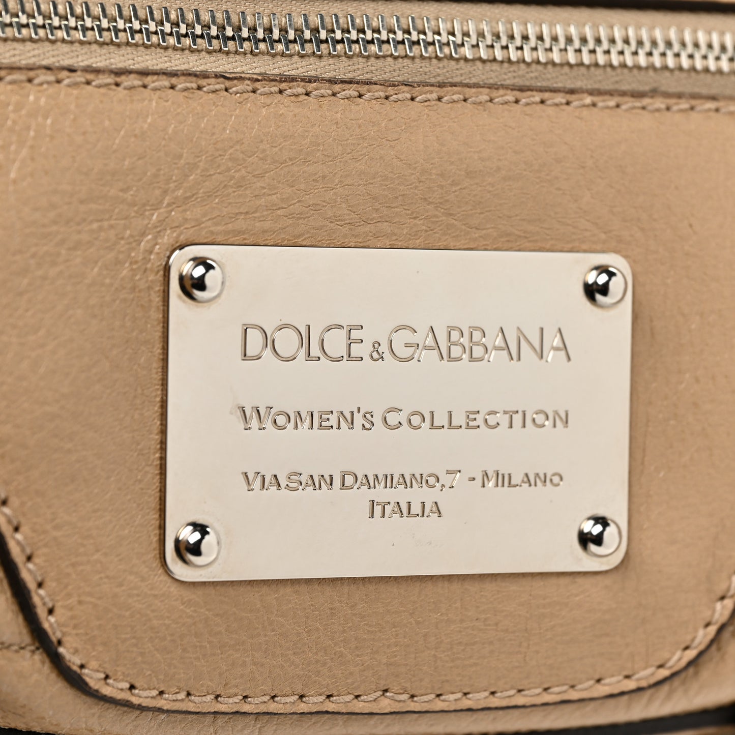 Grained Calfskin Easy Way Satchel Beige