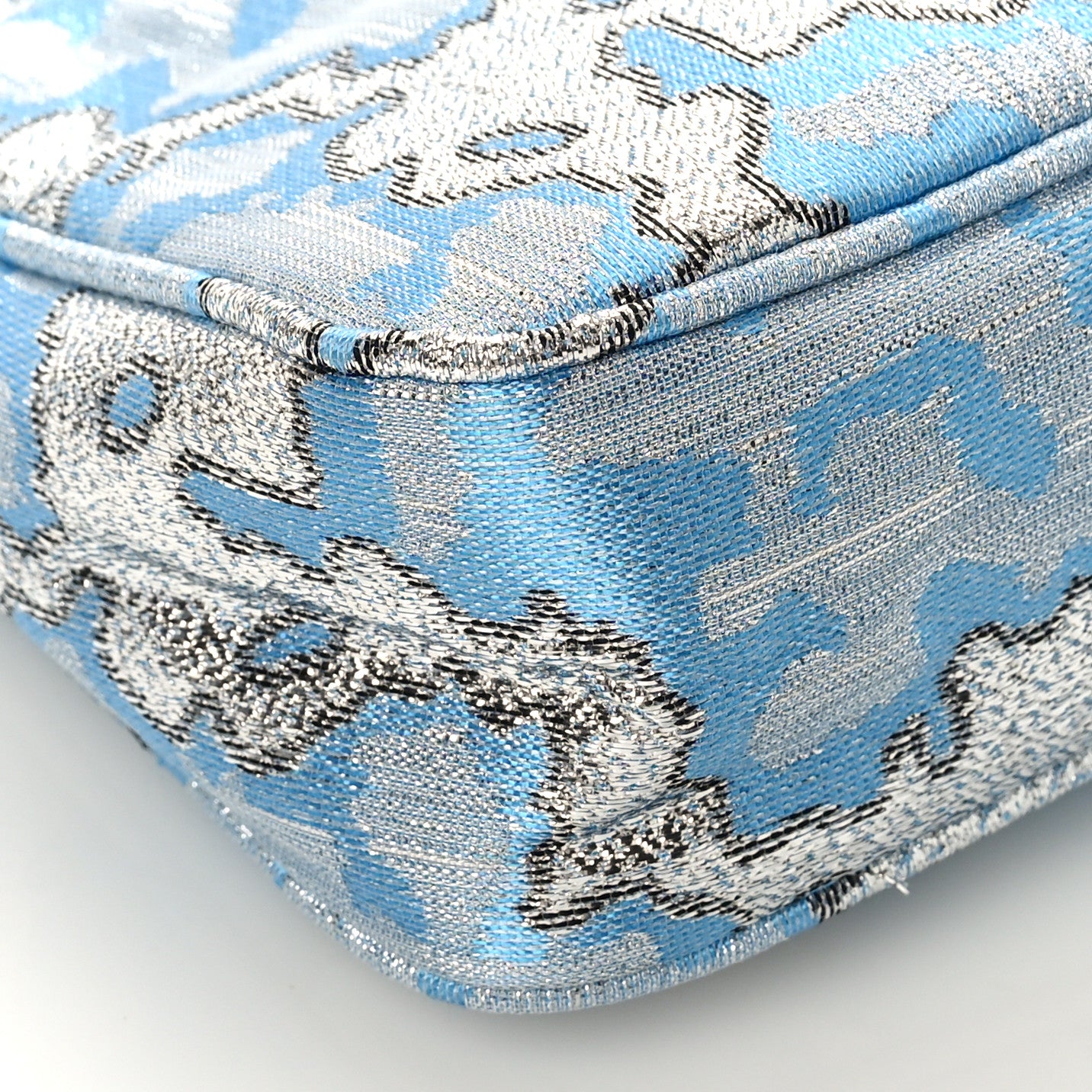 Prada Broccato Mini Re-Edition 2000 Bag Blue 7 of 8
