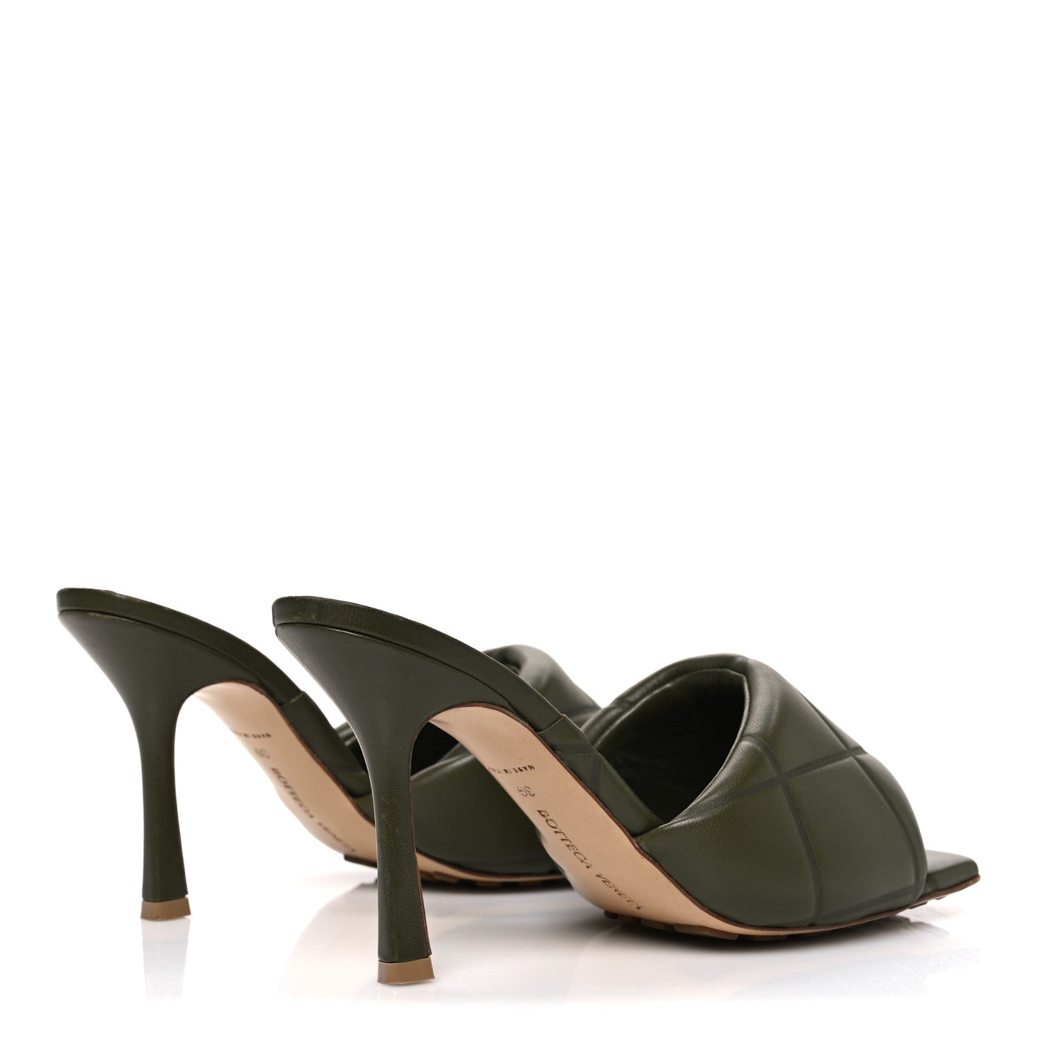Bottega Veneta Nappa Quilted Rubber Lido Mule Sandals 39 Khaki 5 of 11