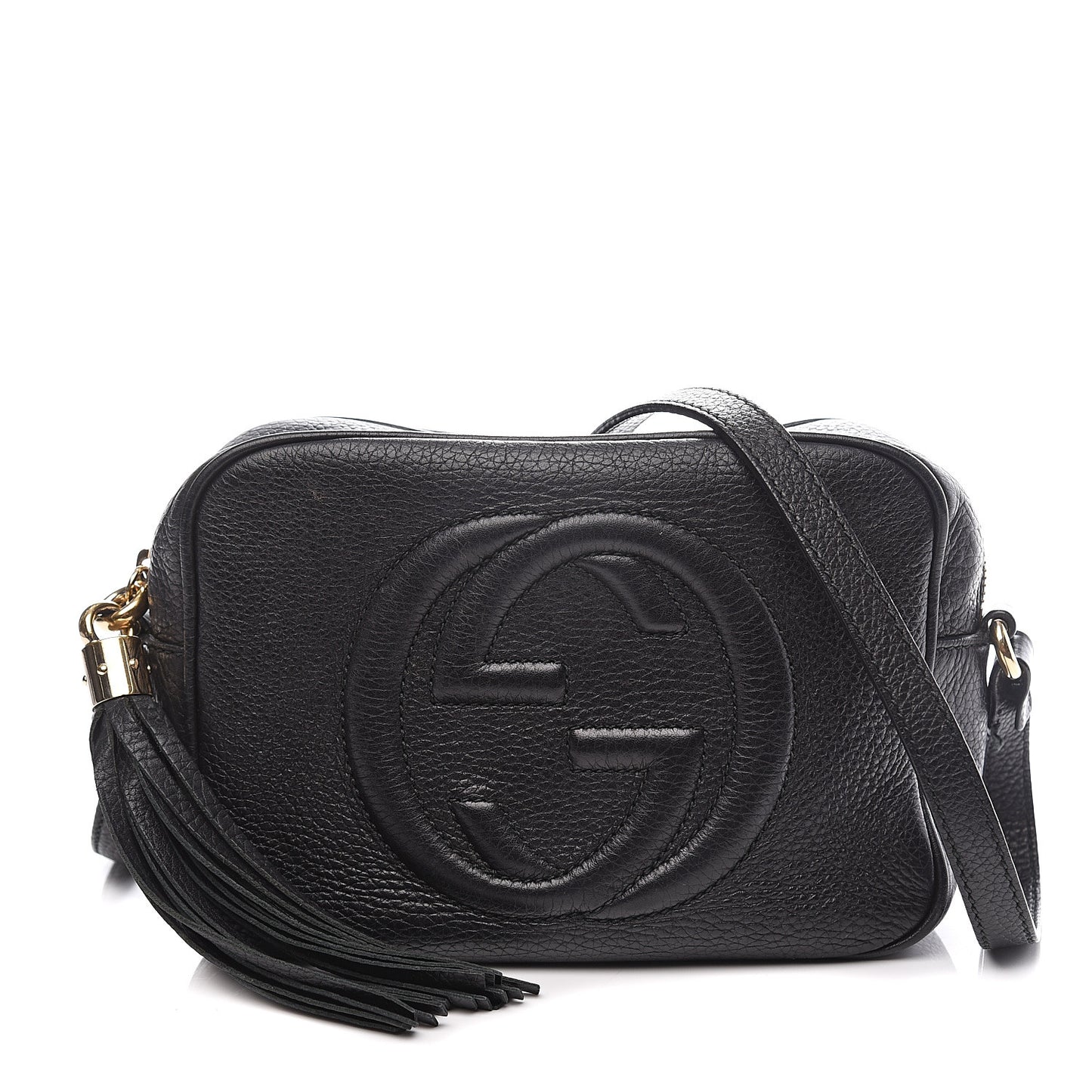 Pebbled Calfskin Small Soho Disco Bag Black