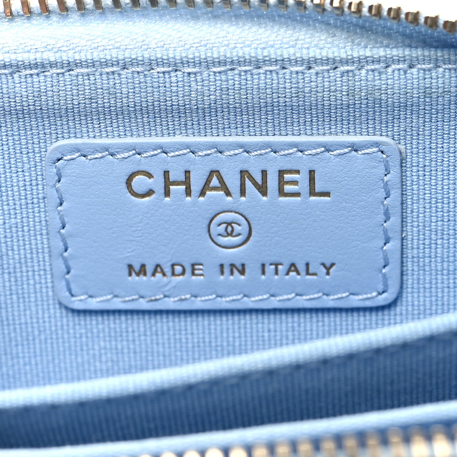 Chanel Caviar Quilted Zip Coin Purse Light Blue 6 of 9