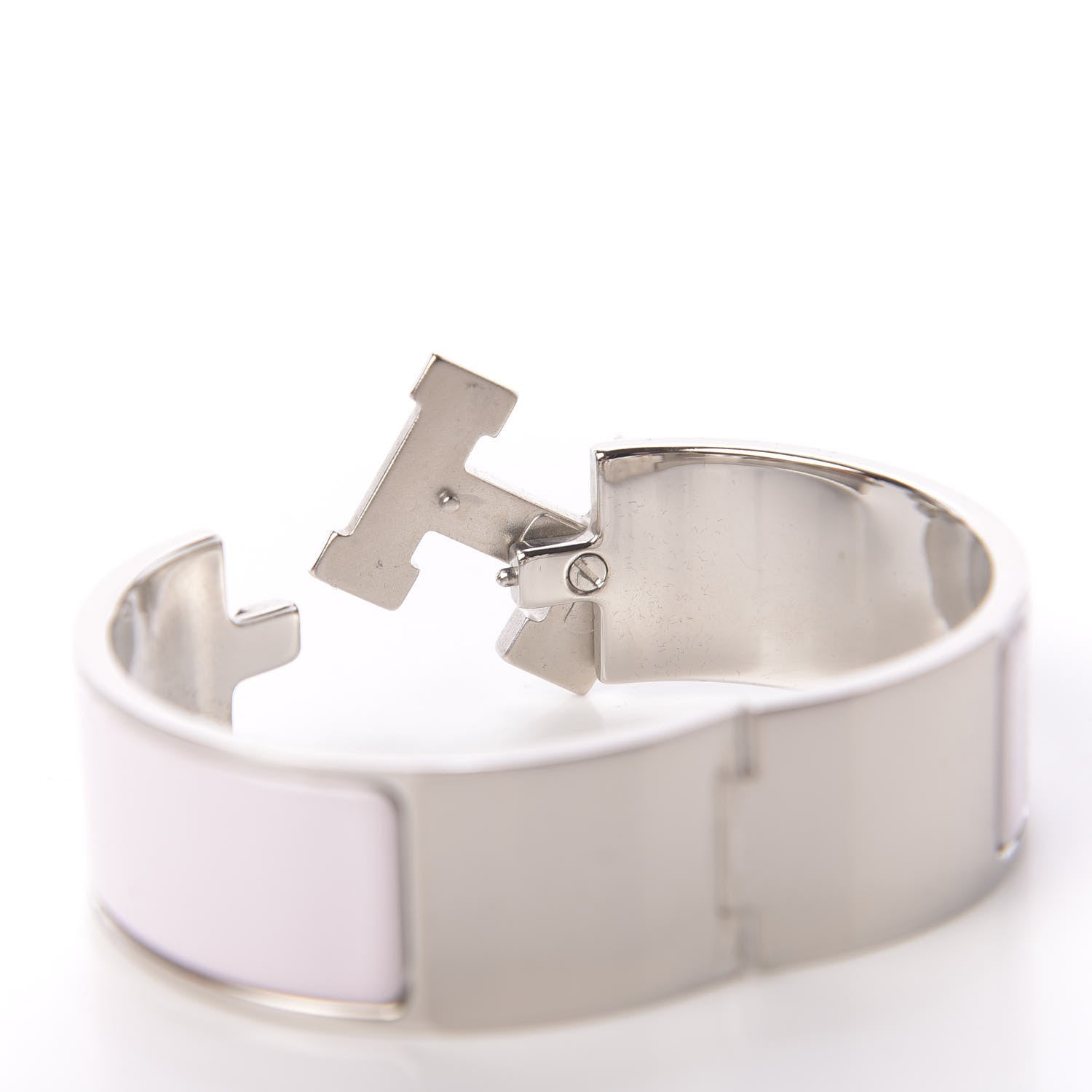 Hermes Enamel Wide Clic Clac H Bracelet PM Rose Nymph White 6 of 7