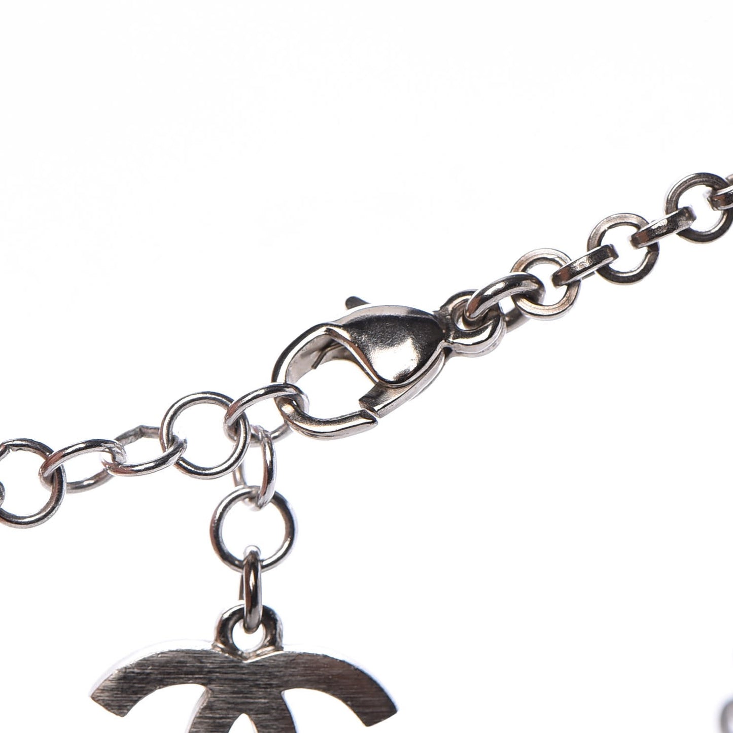 Crystal CC Drop Necklace Silver Blue Purple