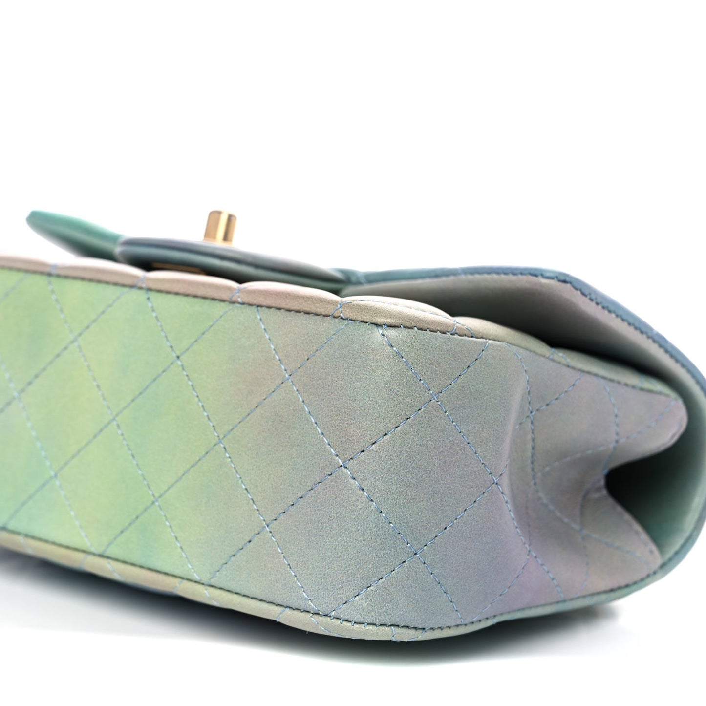 Lambskin Quilted Ombre Mini Top Handle Rectangular Flap Blue Green