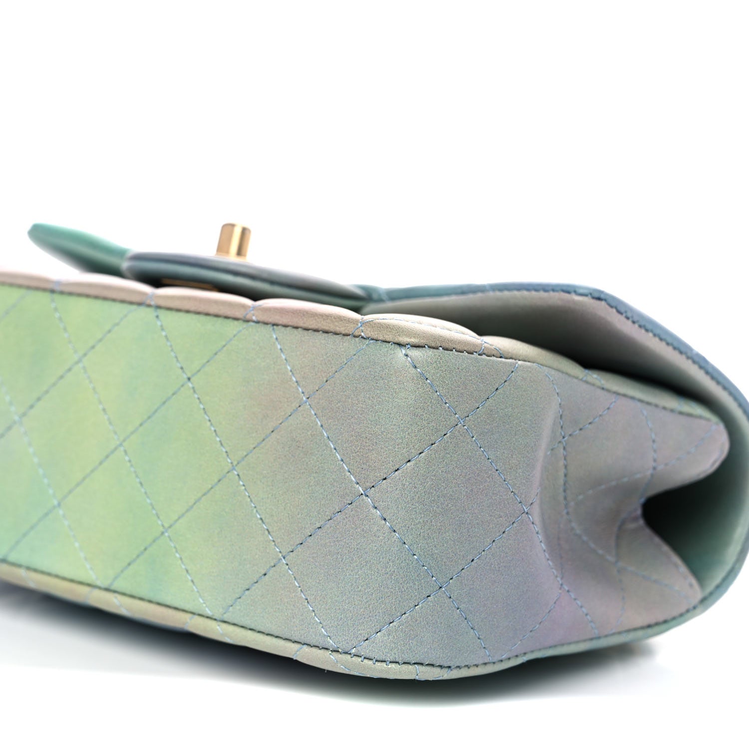 Chanel Lambskin Quilted Ombre Mini Top Handle Rectangular Flap Blue Green 9 of 13