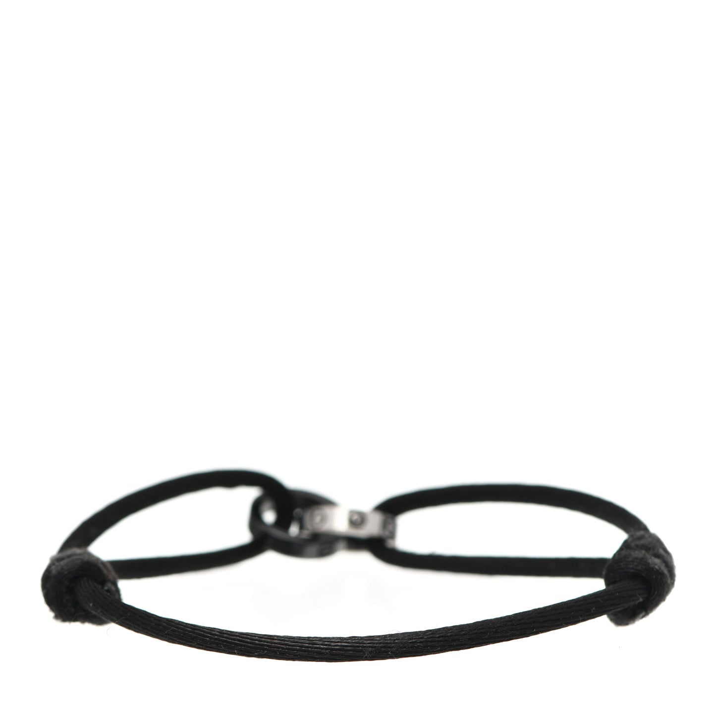 18K White Gold Ceramic 4 Diamond LOVE Cord Bracelet Black