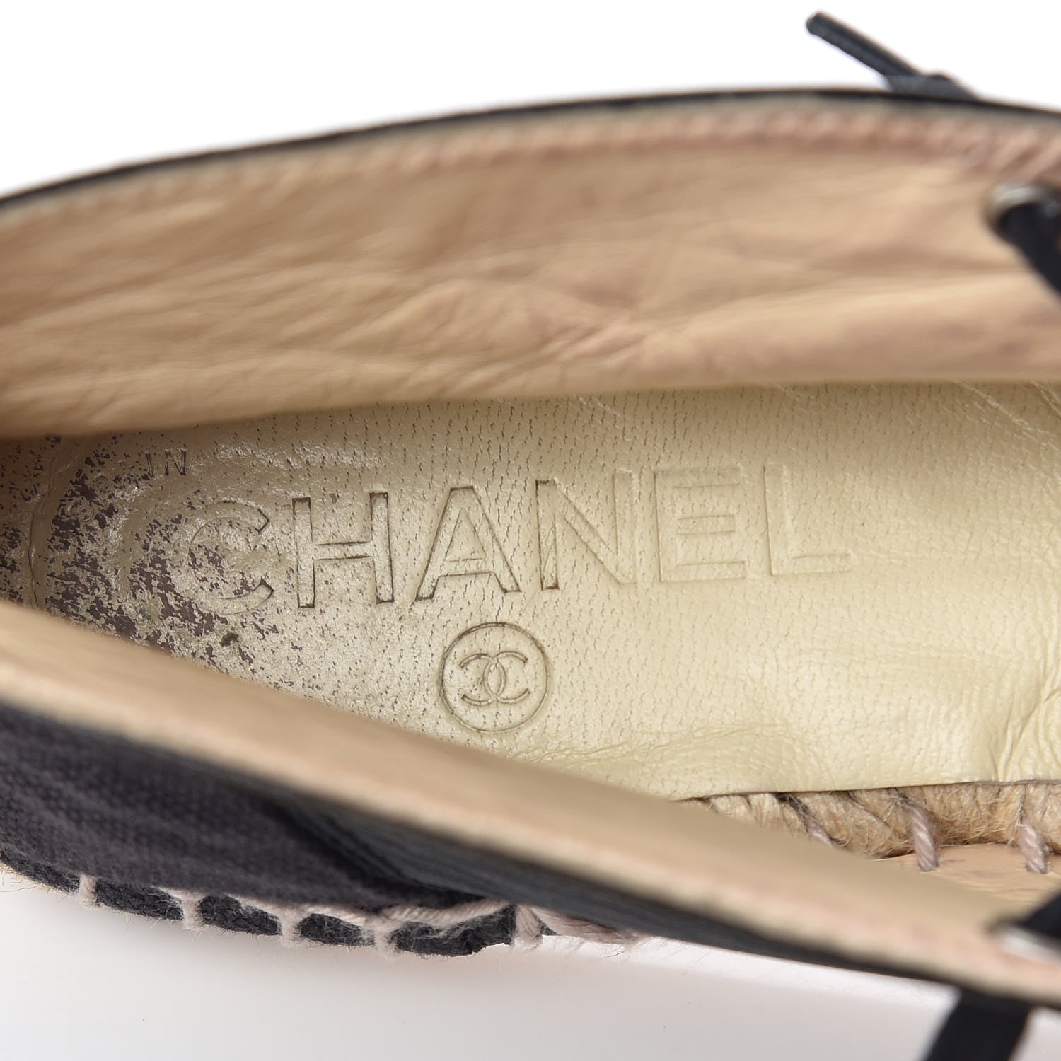 Chanel Lambskin Canvas Cap Toe Lace Up Espadrilles 35 Black 8 of 20